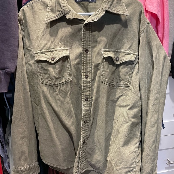 Vintage Club Monaco Green/Beige Corduroy Button-Up Shirt - Picture 1 of 2